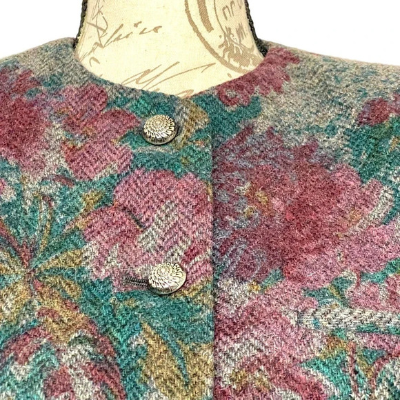Vintage Evan-Picone Wool Nylon Blend Floral Blazer Jacket Size 6 - Picture 8 of 9